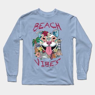 Beach sugar Skull dog Long Sleeve T-Shirt